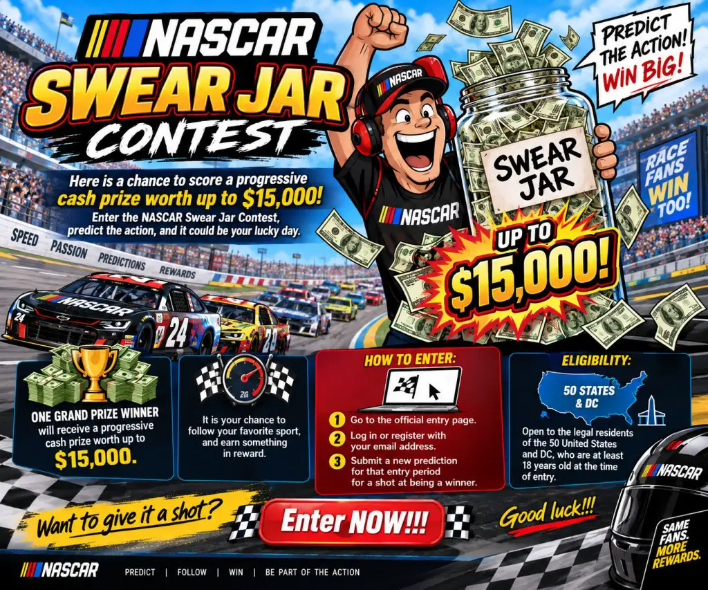 NASCAR Swear Jar Contest – Win A Progressive Cash Prize Worth Up To $15,000