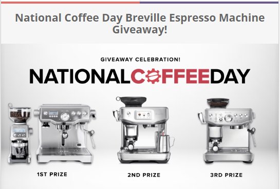 National Coffee Day Giveaway Celebration - Win A Breville Dynamic Duo Machine & A Grinder Package
