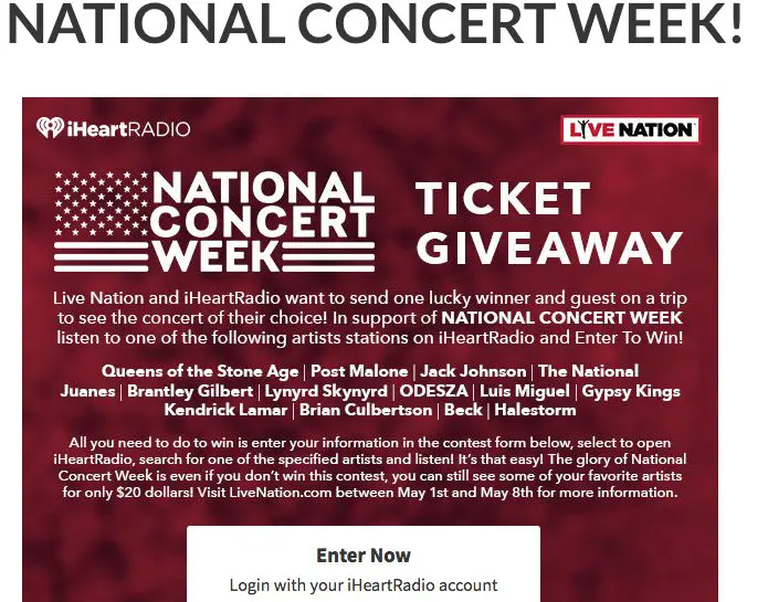 National Concert Week Sweepstakes