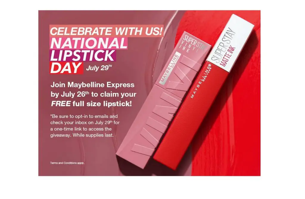 National Lipstick Day Sampling Event - Win a Full Sized Lipstick