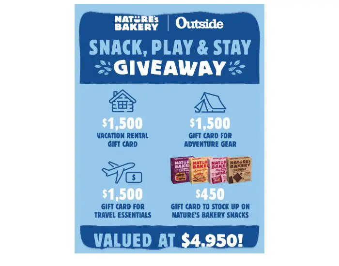 Nature's Bakery Snack, Play & Stay Giveaway - Win Gift Cards!