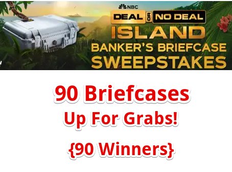NBC Deal Or No Deal Sweepstakes –  Adventure Briefcases Up For Grabs (90 Winners)