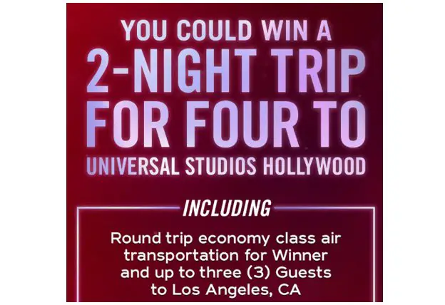 NBC The Voice Hollywood Flyaway Sweepstakes - Win a Trip for 4 to Universal Studios Hollywood