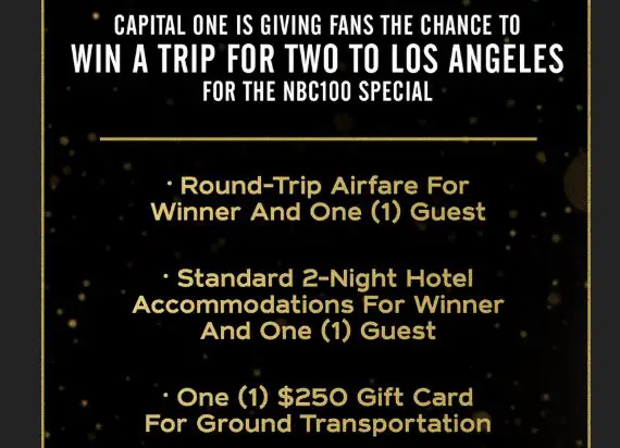 NBC100 Must See Seats Sweepstakes – Win a Trip for 2 to the NBC100 Special in LA