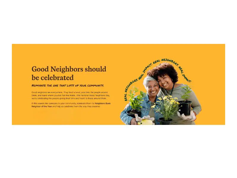 Neighbors Bank Neighbor Of The Year Contest - Win $20,000