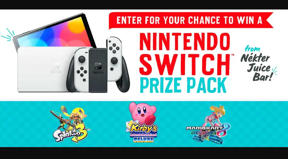 Nekter Juice Bar Nintendo Switch Sweepstakes - Win A Nintendo Switch OLED Model System +  Game (25 Winners)