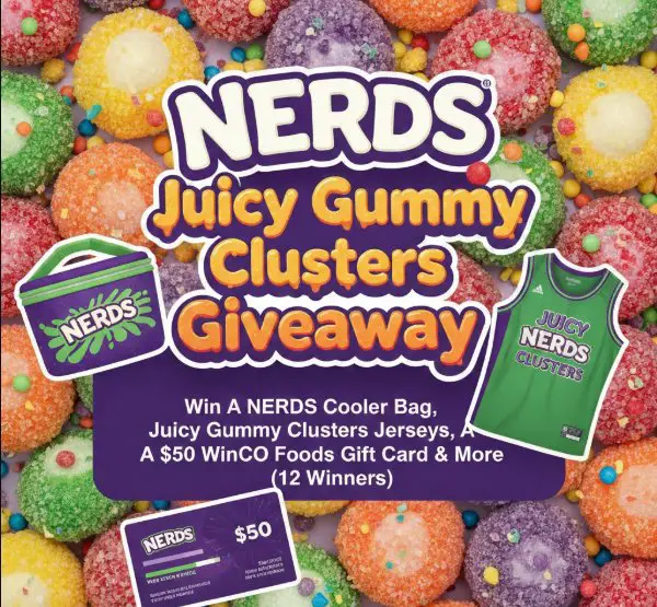 NERDS Juicy Gummy Clusters Giveaway – Win A NERDS Cooler Bag, Juicy Gummy Clusters Jerseys, A $50 WinCo Foods Gift Card & More (12 Winners)
