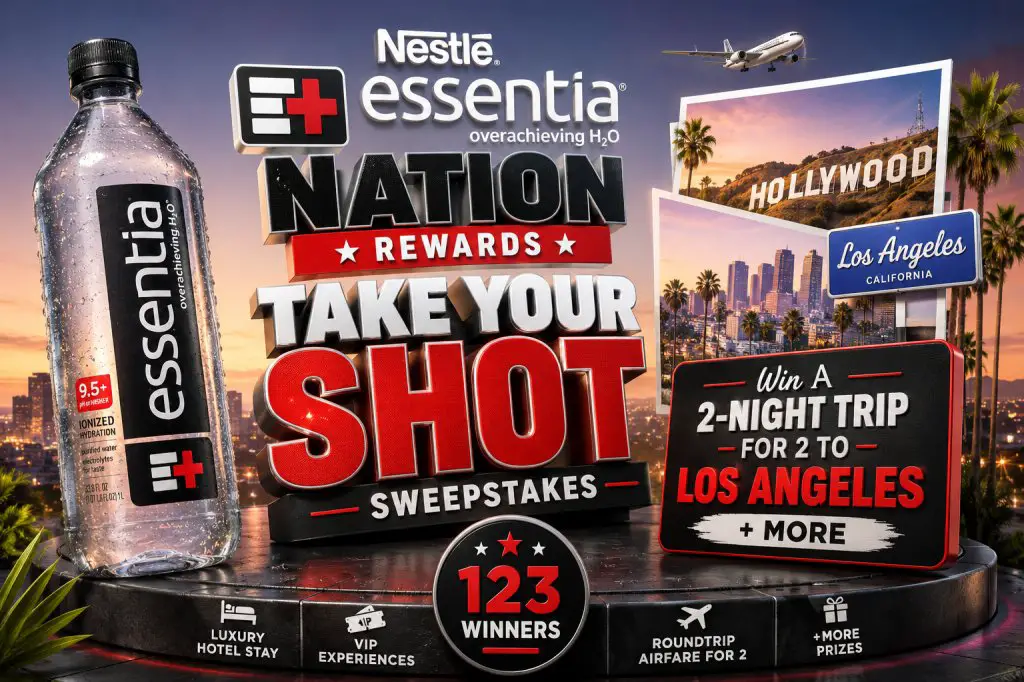 Nestlé Essentia Nation Rewards Take Your Shot Sweepstakes - Win A Trip For 2 To Los Angeles