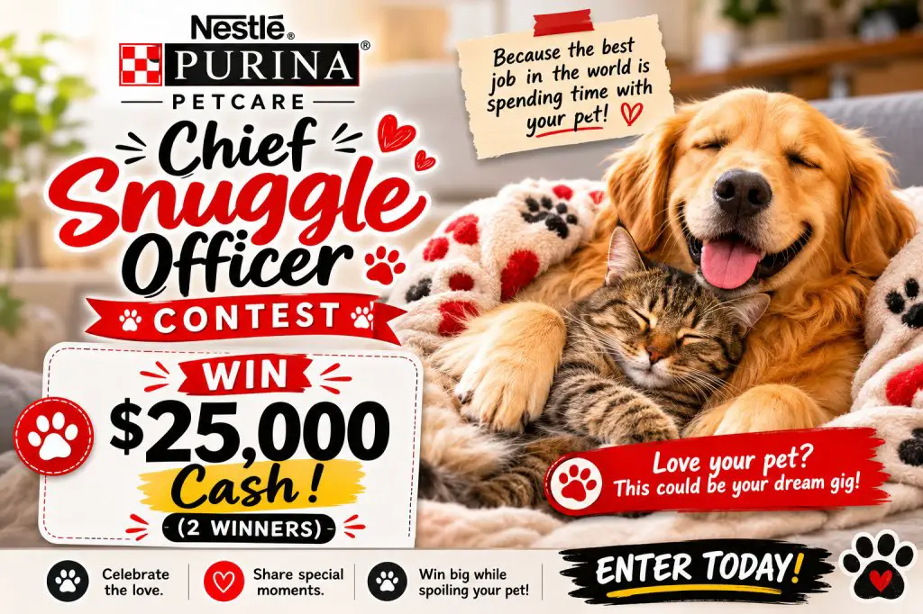 Nestle Purina Petcare Chief Snuggle Officer Contest – Win $25,000 Cash (2 Winners)