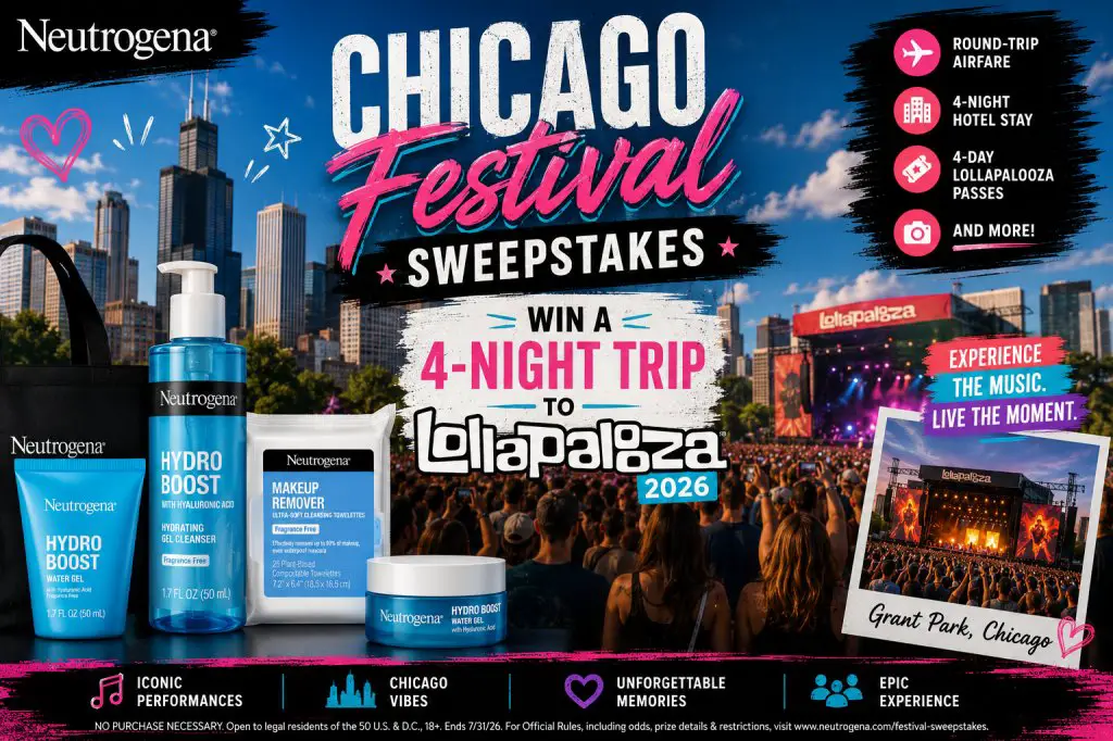 Neutrogena Chicago Festival Sweepstakes – Win A 4-Night Trip To Lollapalooza 2026