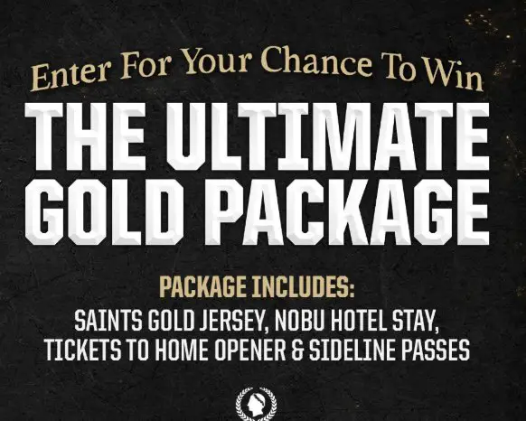 New Orleans Saints Gold VIP Giveaway - Win 2 tickets to the New Orleans Saints vs Arizona Cardinals Game & More