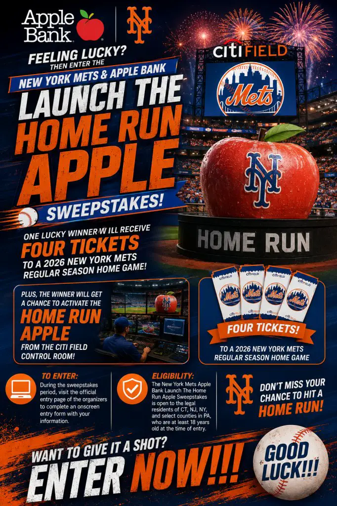 New York Mets Apple Bank Launch The Home Run Apple Sweepstakes – Win 4 Tickets To A 2026 New York Mets Regular Season Home Game