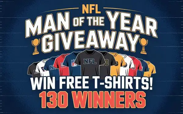 NFL Man Of The Year T-Shirt Sweepstakes – Win A Man Of The Year T-Shirt (130 Winners)
