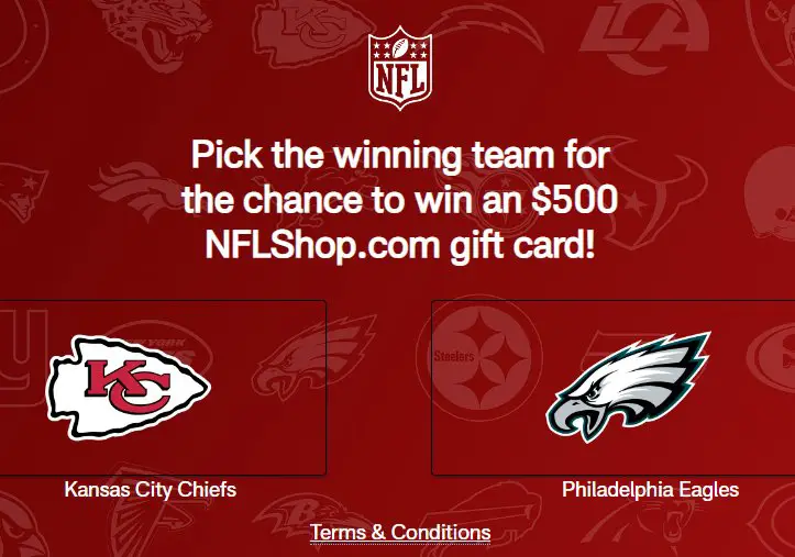 NFL Super Bowl Pick'em Giveaway - Win A $500 NFLShop.com Gift Card