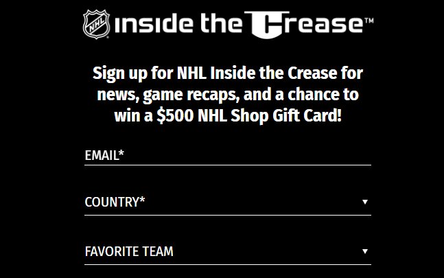 NHL Inside the Crease Sweepstakes - Win 1 Of 2 NHL Shop Gift Cards