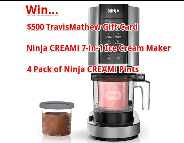 Ninja CREAMi x TravisMathew Cloud Sweepstakes – Win Ninja CREAMi Ice Cream Maker, $500 Gift Card & More (2 Winners)