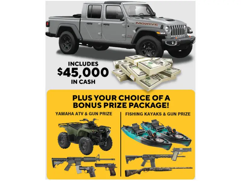 NRA Win This Truck Sweepstakes - Win A Jeep Gladiator Mojave, $45,000 And More!