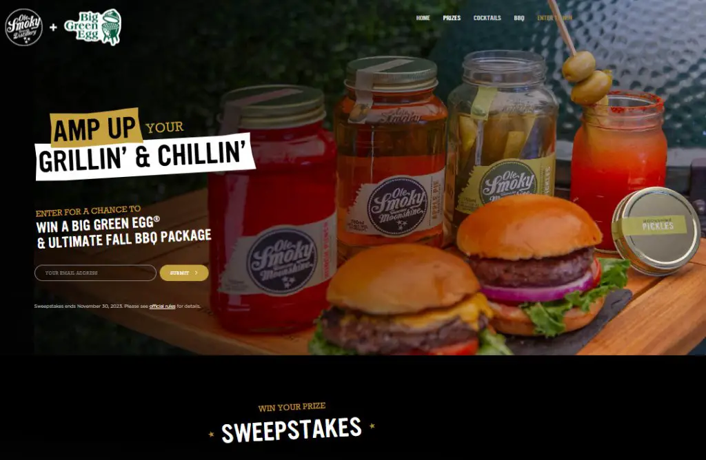 Ole Smoky Distillery And Big Green Egg Grillin’ And Chillin’ Sweepstakes - Win A Free Ole Smoky Ultimate Grill Kit