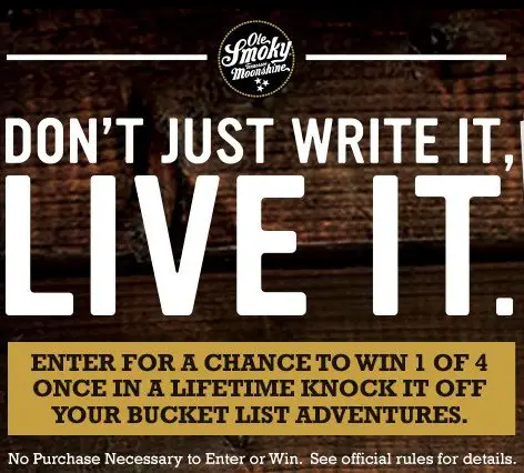 Ole Smoky Knock It Off Your Bucket List Sweepstakes!