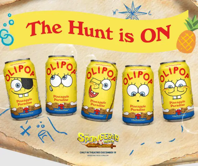 OLIPOP Spongebob Sweepstakes - Win 6 months' supply of Olipop probiotic soda, a Mini Fidge & More