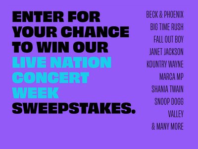 On Air With Ryan Seacrest’s Live Nation Concert Week Sweepstakes - Win A Trip For Two To A Live Nation Concert