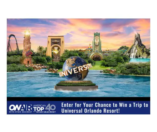 On Air with Ryan Seacrest’s Universal Orlando Resort Sweepstakes - Win A $3,000 Trip For 2 To Universal Orlando Resort