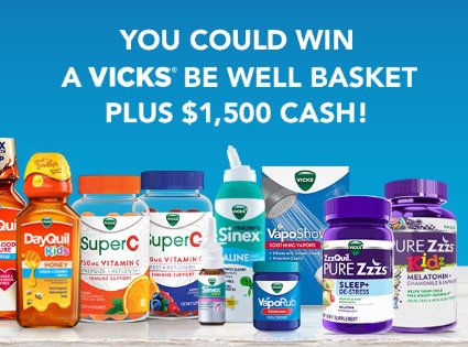 On Air With Ryan Seacrest's Vicks Be Well Sweepstakes – Win $1,500 Cash & A Gift Basket