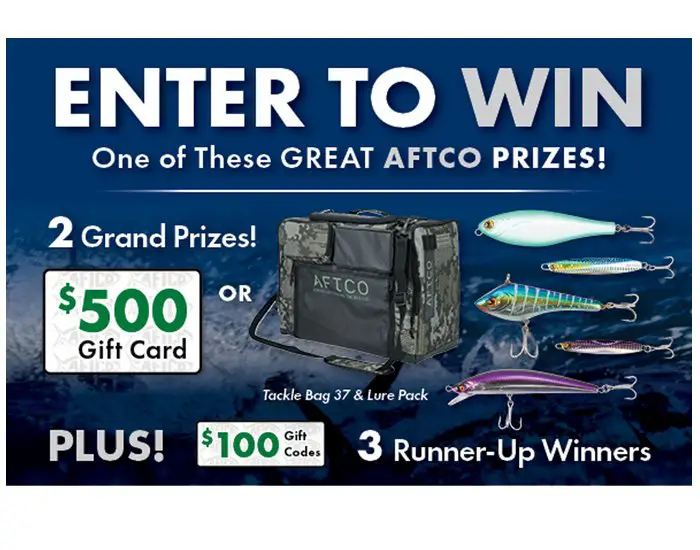 On The Water Media Win An AFTCO Tackle Package - Win A $Gift Card Or An AFTCO Tackle Bag With Lure Package