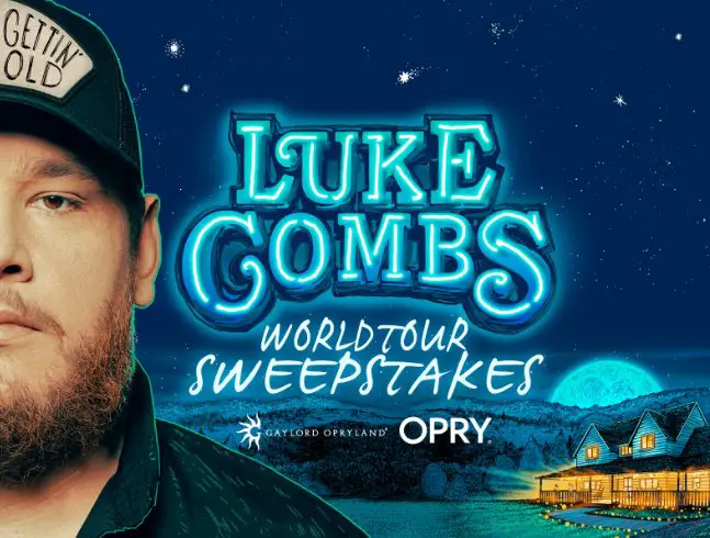 Opry Luke Combs World Tour Sweepstakes - Win A Trip For 2 To A Luke Combs Concert