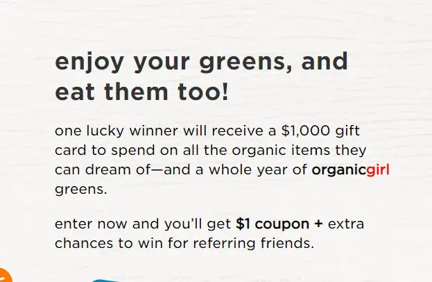 Organic Girl $1,000 Grocery Gift Card Giveaway