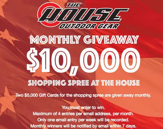Outdoor Gear $10,000 Monthly Giveaway
