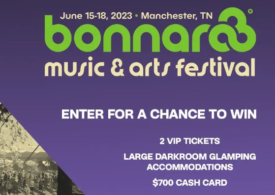 Owen's Mixers Festival Sweepstakes – Win 3-Day 2 VIP Tickets To Bonnaroo Music And Arts Festival In Manchester, TN