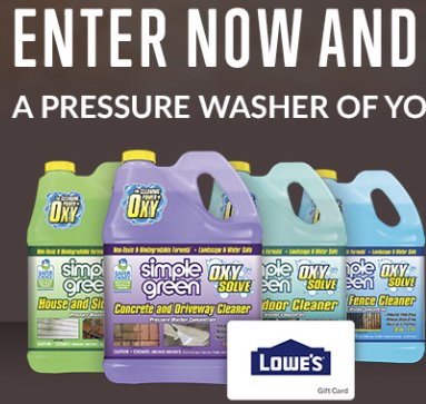 Oxy Solve Pressure Washer Cleaner Sweepstakes