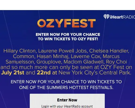 OzyFest Tickets Sweepstakes