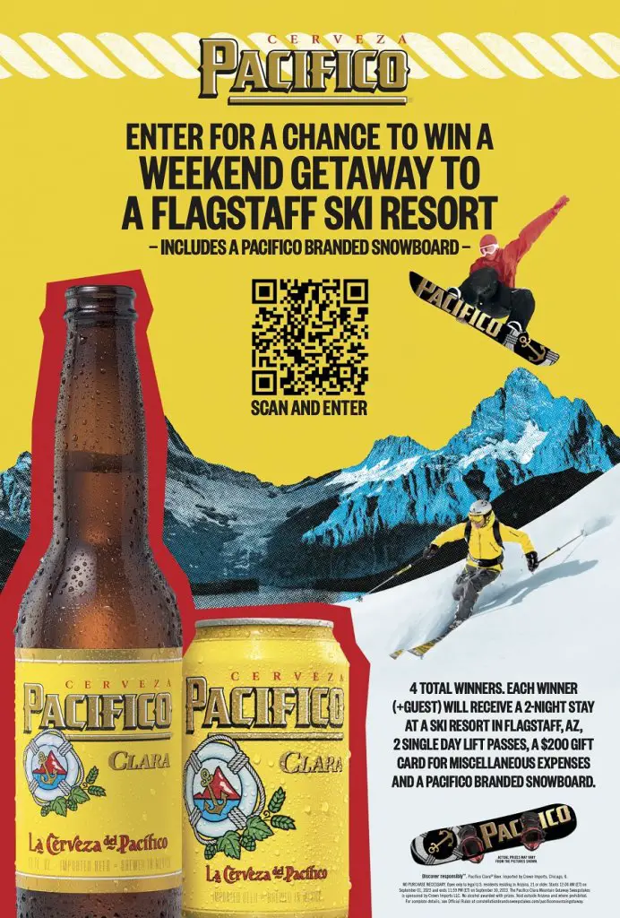 Pacifico Clara Mountain Weekend Getaway Sweepstakes – Win A Ski Weekend For 2 At A Flagstaff Ski Resort (4 Winners)