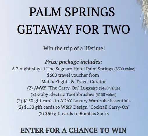 Palm Springs Weekend Getaway for Two Sweepstakes