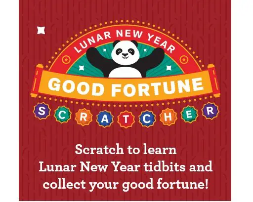 Panda Express Luna New Year Good Fortune Scratcher Instant Win - Win A $888 Panda Express Gift Card