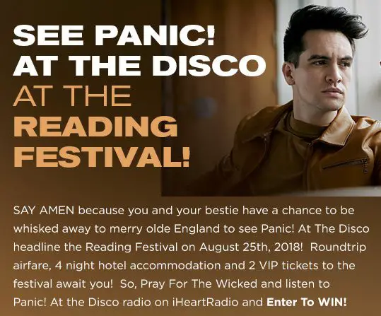 Panic At The Disco At The Reading Festival Sweepstakes