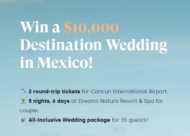 ParadiseWeddings.com Wedding in Paradise Giveaway - Win A $10,000 Destination Wedding in Mexico