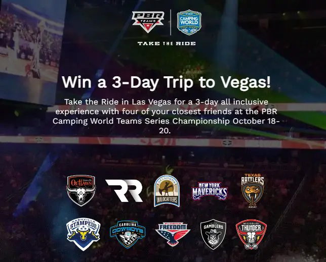 PBR Teams 2024 Las Vegas Fly Away Sweepstakes – Win A 3 - Day Trip To Las Vegas With PBR Teams