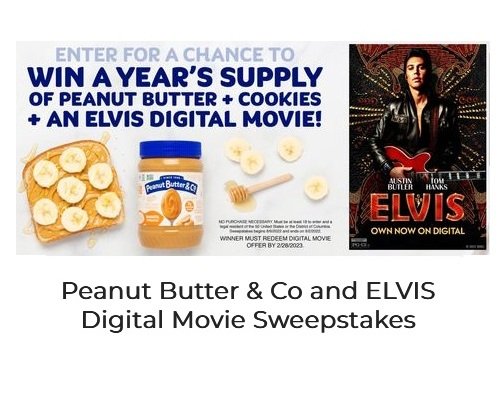 Peanut Butter & Co Sweepstakes - Win A Copy Of The Elvis Movie & One Year Supply Of Peanut Butter