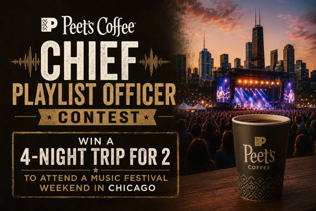 Peet’s Coffee Chief Playlist Officer Contest – Win A 4-Night Trip For 2 To Attend A Music Festival Weekend In Chicago