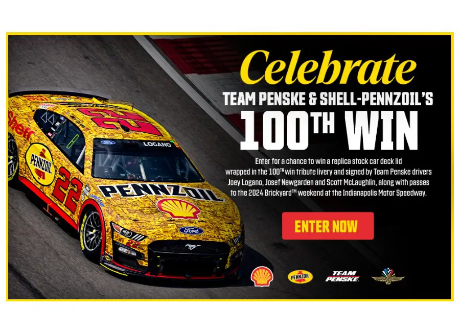 Penske Racing South Team Penske 100 Wins Decklid Sweepstakes - Win Race Tickets, Gas Cards And More