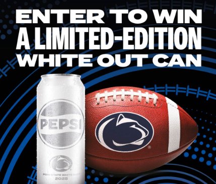 Pepsi 2025 Penn State White Out Sweepstakes - Limited Edition Penn State White Out Pepsi Cans, 1000 Winners