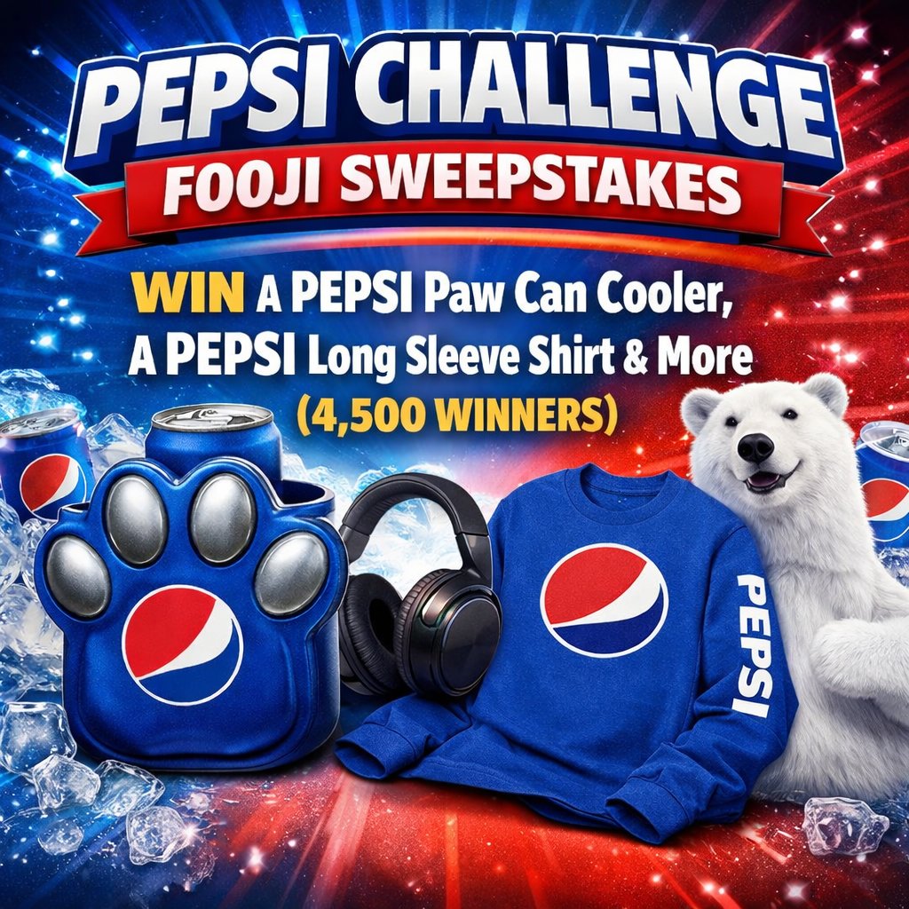 Pepsi Challenge Fooji Sweepstakes – Win A PEPSI Paw Can Cooler, A PEPSI Long Sleeve Shirt & More (4,500 Winners)