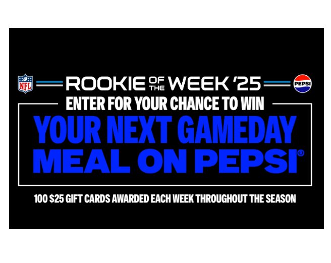 Pepsi Rookie Of The Week Sweepstakes - Win a $25 Restaurant Gift Card (1,800 Winners)