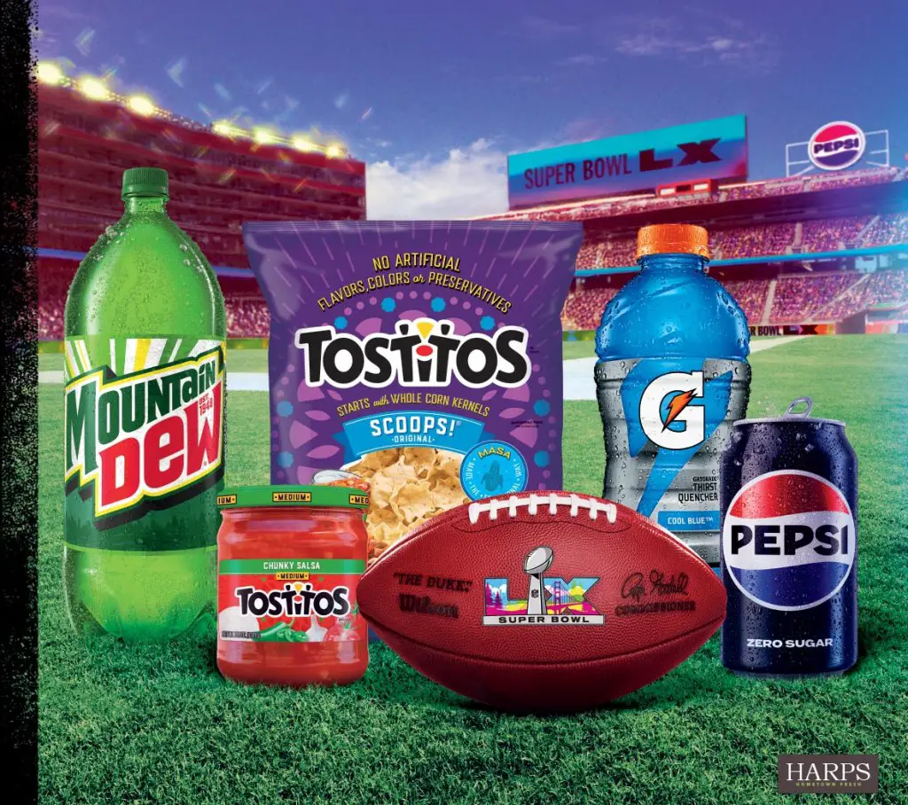 Pepsi X Harps Food Stores Super Bowl Sweepstakes – Win A $25 NFL Shop Gift Card + A $50 Harp Food Stores Gift Card (126 Winners)