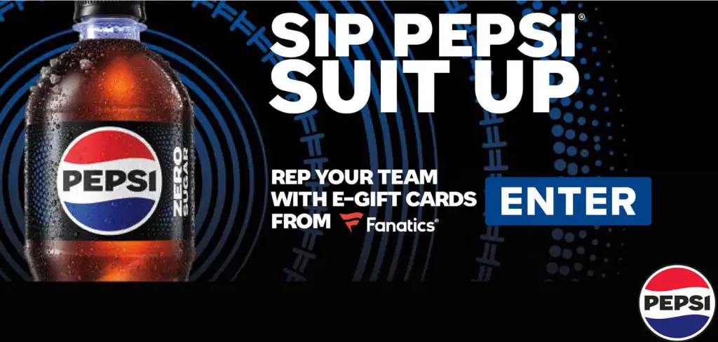 Pepsi Zero Sugar Football Sweepstakes - Win $500, $250, $150 Fanatics Gift Cards  & More (121 Winners)