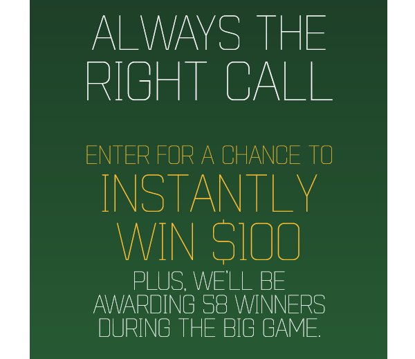 Pernod Ricard USA Always the Right Call Sweepstakes - Win A $100 Gift Card (100 Winners)