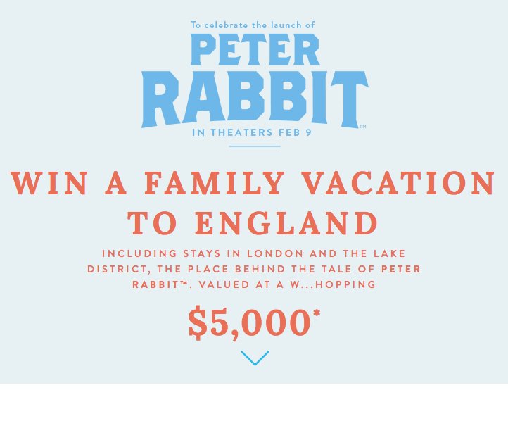 Peter Rabbit Win A Family Vacation To England Sweepstakes